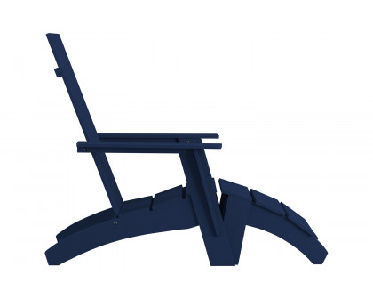 BLNK™ Sawyer Commercial All-Weather Poly Resin Wood Adirondack Chair with Foot Rest - Navy