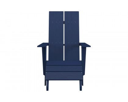 BLNK™ Sawyer Commercial All-Weather Poly Resin Wood Adirondack Chair with Foot Rest - Navy