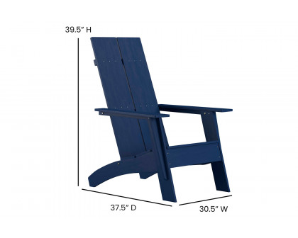 BLNK™ Sawyer Commercial All-Weather Poly Resin Wood Adirondack Chair with Foot Rest - Navy