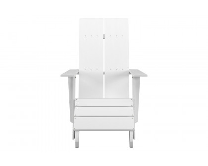 BLNK™ Sawyer Commercial All-Weather Poly Resin Wood Adirondack Chair with Foot Rest - White