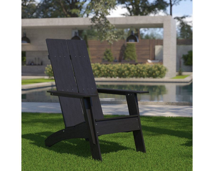 BLNK Sawyer Commercial All-Weather Poly Resin Wood Adirondack Chair - Black