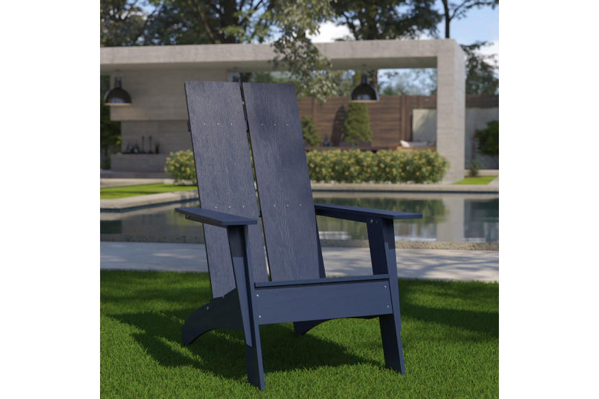 BLNK™ Sawyer Commercial All-Weather Poly Resin Wood Adirondack Chair - Navy