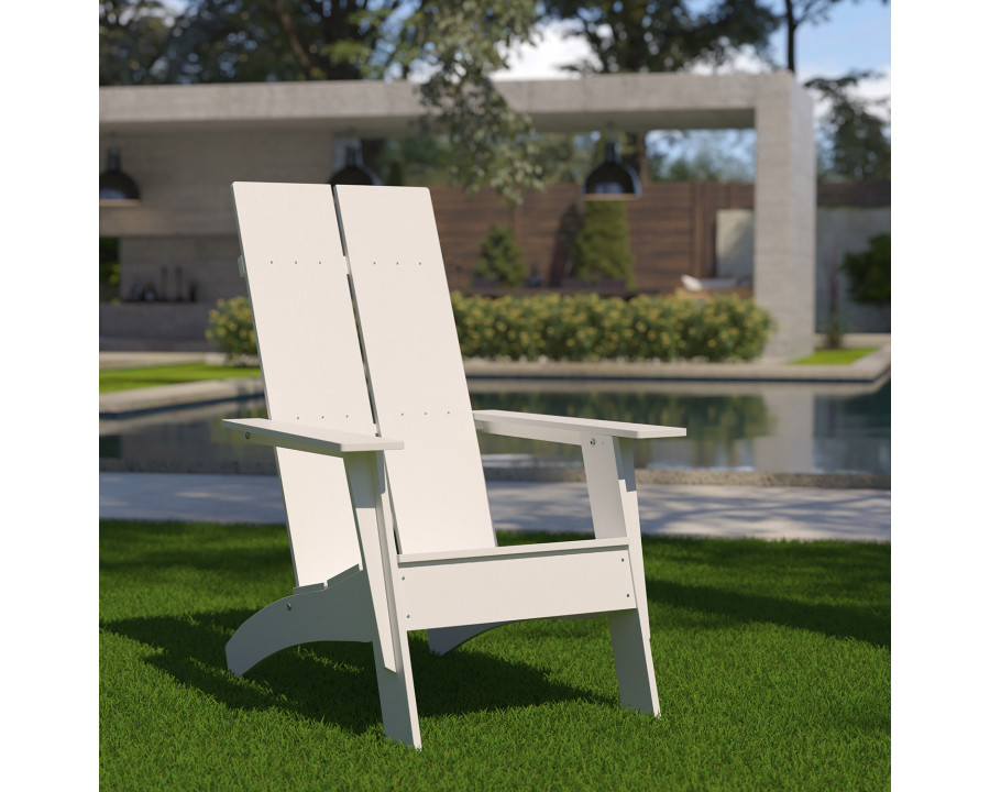 BLNK Sawyer Commercial All-Weather Poly Resin Wood Adirondack Chair - White