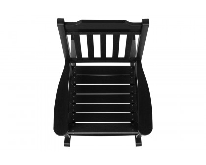 BLNK Winston All-Weather Poly Resin Rocking Chairs with Accent Side Table Set of 2 - Black