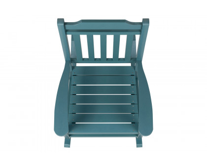 BLNK Winston All-Weather Poly Resin Rocking Chairs with Accent Side Table Set of 2 - Teal