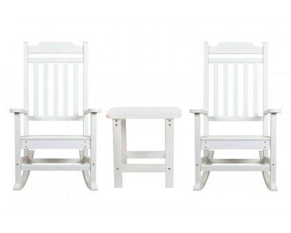 BLNK Winston All-Weather Poly Resin Rocking Chairs with Accent Side Table Set of 2