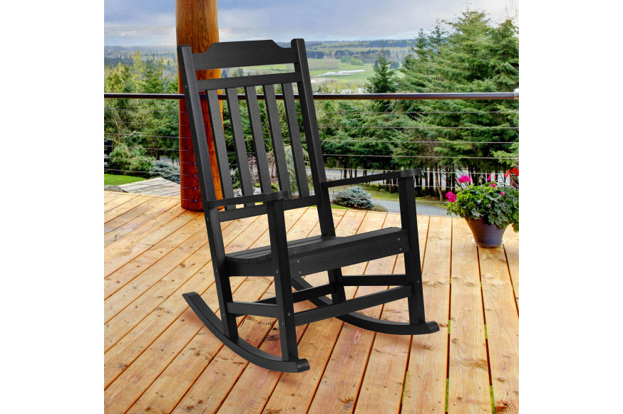 BLNK™ Winston Poly Resin All-Weather Rocking Chair - Black