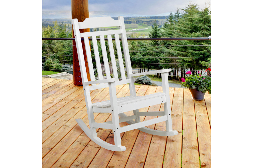 BLNK™ Winston Poly Resin All-Weather Rocking Chair - White