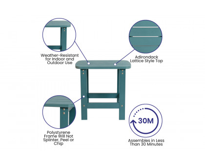 BLNK Savannah Commercial Poly Resin Wood All-Weather Adirondack Rocking Chairs with Side Table Set of 2 - Sea Foam