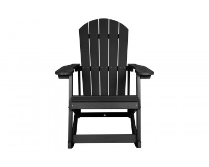 BLNK Savannah Commercial Poly Resin Wood All-Weather Adirondack Rocking Chair with Rust Resistant Stainless Steel Hardware - Black