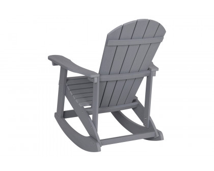 BLNK™ Savannah Commercial Poly Resin Wood All-Weather Adirondack Rocking Chair with Rust Resistant Stainless Steel Hardware Set of 2 - Gray