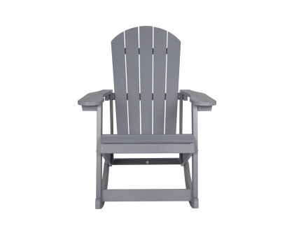 BLNK™ Savannah Commercial Poly Resin Wood All-Weather Adirondack Rocking Chair with Rust Resistant Stainless Steel Hardware Set of 2 - Gray