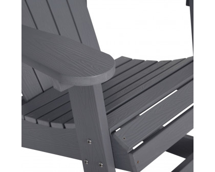 BLNK™ Savannah Commercial Poly Resin Wood All-Weather Adirondack Rocking Chair with Rust Resistant Stainless Steel Hardware Set of 2 - Gray