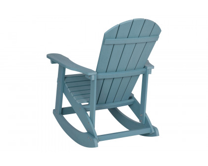 BLNK™ Savannah Commercial Poly Resin Wood All-Weather Adirondack Rocking Chair with Rust Resistant Stainless Steel Hardware Set of 2 - Sea Foam