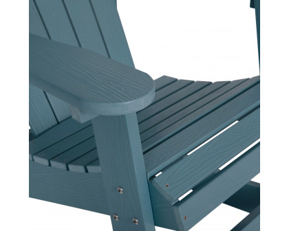 BLNK™ Savannah Commercial Poly Resin Wood All-Weather Adirondack Rocking Chair with Rust Resistant Stainless Steel Hardware Set of 2 - Sea Foam