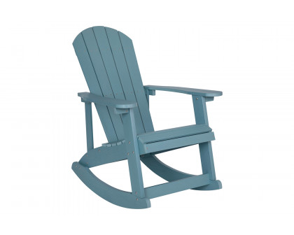 BLNK Savannah Commercial Poly Resin Wood All-Weather Adirondack Rocking Chair with Rust Resistant Stainless Steel Hardware - Sea Foam