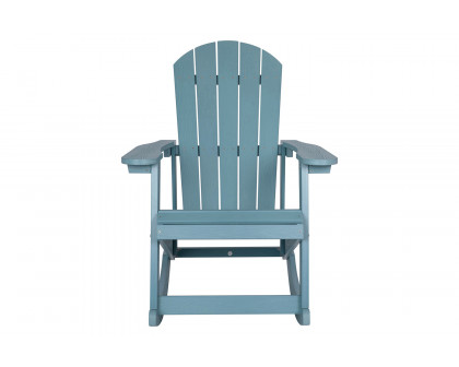 BLNK Savannah Commercial Poly Resin Wood All-Weather Adirondack Rocking Chair with Rust Resistant Stainless Steel Hardware - Sea Foam