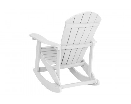 BLNK Savannah Commercial Poly Resin Wood All-Weather Adirondack Rocking Chair with Rust Resistant Stainless Steel Hardware Set of 2 - White