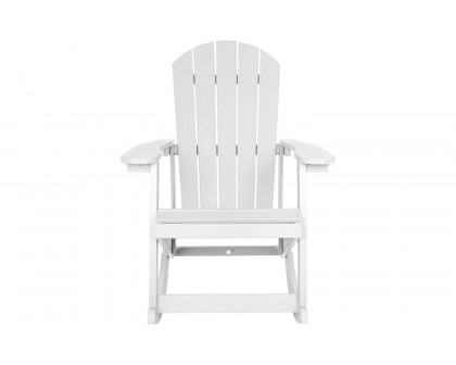 BLNK Savannah Commercial Poly Resin Wood All-Weather Adirondack Rocking Chair with Rust Resistant Stainless Steel Hardware Set of 2 - White