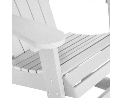 BLNK Savannah Commercial Poly Resin Wood All-Weather Adirondack Rocking Chair with Rust Resistant Stainless Steel Hardware Set of 2 - White