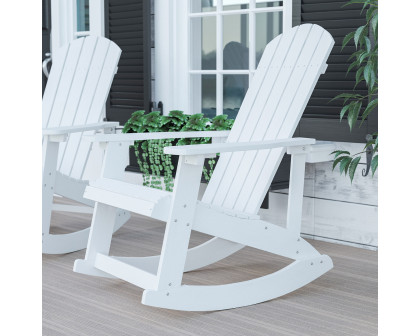 BLNK Savannah Commercial Poly Resin Wood All-Weather Adirondack Rocking Chair with Rust Resistant Stainless Steel Hardware