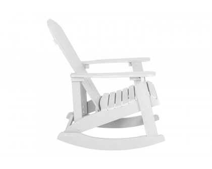 BLNK Savannah Commercial Poly Resin Wood All-Weather Adirondack Rocking Chair with Rust Resistant Stainless Steel Hardware - White