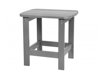 BLNK Finn Commercial All-Weather Poly Resin 2-Slat Rocking Adirondack Chairs with Matching Side Table Set of 2 - Gray