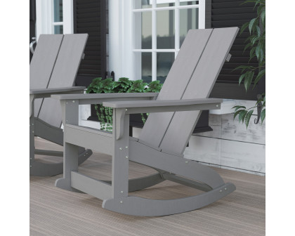 BLNK Finn Commercial All-Weather Poly Resin 2-Slat Rocking Adirondack Chair with Rust Resistant Stainless Steel Hardware