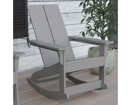 BLNK Finn Commercial All-Weather Poly Resin 2-Slat Rocking Adirondack Chair with Rust Resistant Stainless Steel Hardware - Gray