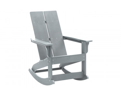 BLNK Finn Commercial All-Weather Poly Resin 2-Slat Rocking Adirondack Chair with Rust Resistant Stainless Steel Hardware - Gray