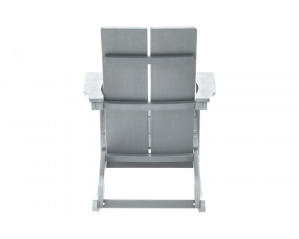 BLNK Finn Commercial All-Weather Poly Resin 2-Slat Rocking Adirondack Chair with Rust Resistant Stainless Steel Hardware - Gray