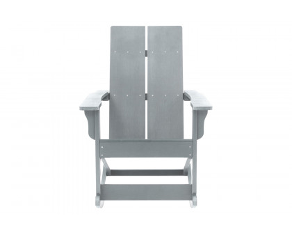 BLNK Finn Commercial All-Weather Poly Resin 2-Slat Rocking Adirondack Chair with Rust Resistant Stainless Steel Hardware - Gray