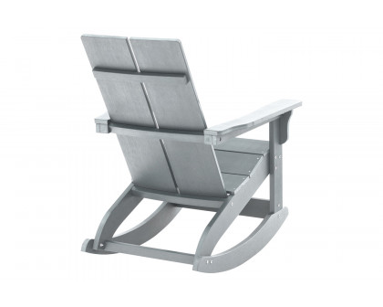 BLNK Finn Commercial All-Weather Poly Resin 2-Slat Rocking Adirondack Chair with Rust Resistant Stainless Steel Hardware - Gray