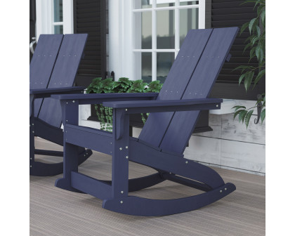 BLNK Finn Commercial All-Weather Poly Resin 2-Slat Rocking Adirondack Chair with Rust Resistant Stainless Steel Hardware