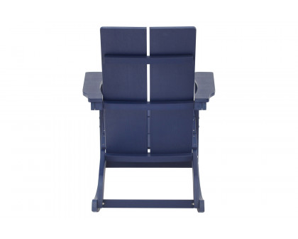 BLNK Finn Commercial All-Weather Poly Resin 2-Slat Rocking Adirondack Chair with Rust Resistant Stainless Steel Hardware - Navy