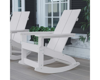 BLNK Finn Commercial All-Weather Poly Resin 2-Slat Rocking Adirondack Chair with Rust Resistant Stainless Steel Hardware