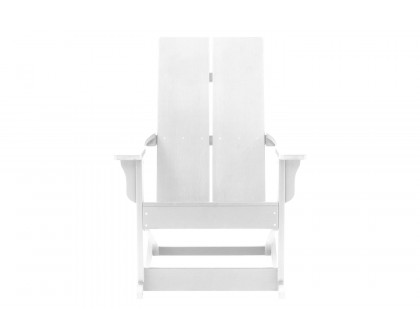 BLNK Finn Commercial All-Weather Poly Resin 2-Slat Rocking Adirondack Chair with Rust Resistant Stainless Steel Hardware - White