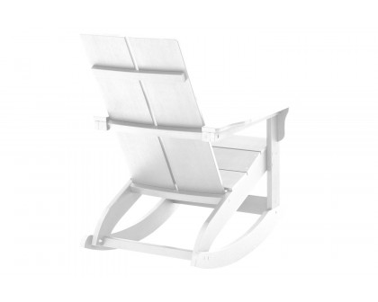 BLNK Finn Commercial All-Weather Poly Resin 2-Slat Rocking Adirondack Chair with Rust Resistant Stainless Steel Hardware - White