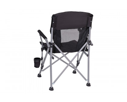 BLNK High Back Folding Heavy Duty Portable Camping Chair with Padded Arms, Cup Holder, Storage Pouch and Extra Wide Carry Bag - Black/Gray