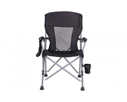 BLNK High Back Folding Heavy Duty Portable Camping Chair with Padded Arms, Cup Holder, Storage Pouch and Extra Wide Carry Bag - Black/Gray