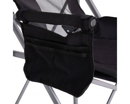 BLNK High Back Folding Heavy Duty Portable Camping Chair with Padded Arms, Cup Holder, Storage Pouch and Extra Wide Carry Bag - Black/Gray