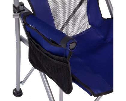 BLNK High Back Folding Heavy Duty Portable Camping Chair with Padded Arms, Cup Holder, Storage Pouch and Extra Wide Carry Bag - Blue/Gray