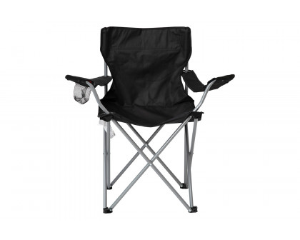 BLNK Quad Folding Camping and Sports Chair with Armrest Cupholder - Black