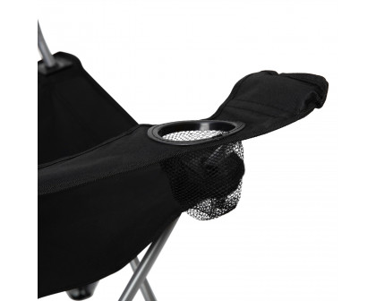 BLNK Quad Folding Camping and Sports Chair with Armrest Cupholder - Black