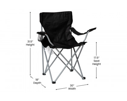 BLNK Quad Folding Camping and Sports Chair with Armrest Cupholder - Black