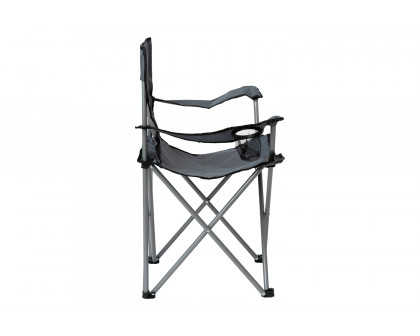 BLNK Quad Folding Camping and Sports Chair with Armrest Cupholder - Gray