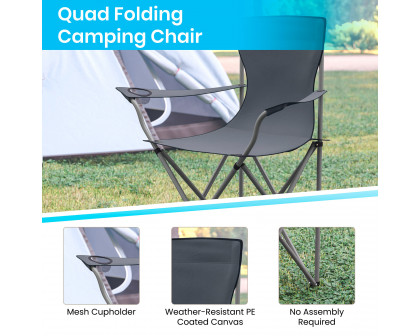 BLNK Quad Folding Camping and Sports Chair with Armrest Cupholder - Gray