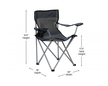 BLNK Quad Folding Camping and Sports Chair with Armrest Cupholder - Gray