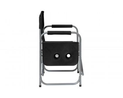 BLNK Benjamin Folding Director's Camping Chair with Side Table and Cup Holder - Black