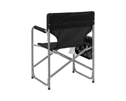 BLNK Benjamin Folding Director's Camping Chair with Side Table and Cup Holder - Black